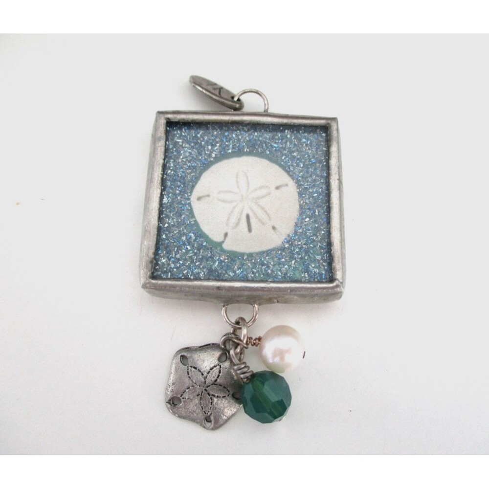 Jewel Kade double side Beach Summer Sand Dollar Sea charm pendant glass